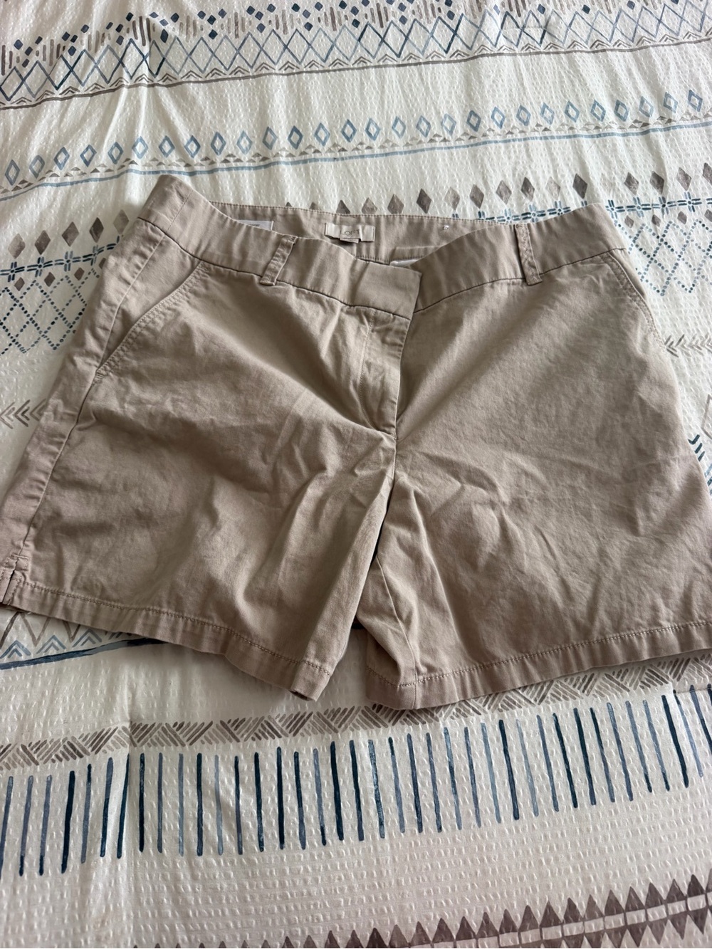 LOFT Tan Casual Cotton Blend Bermuda Shorts